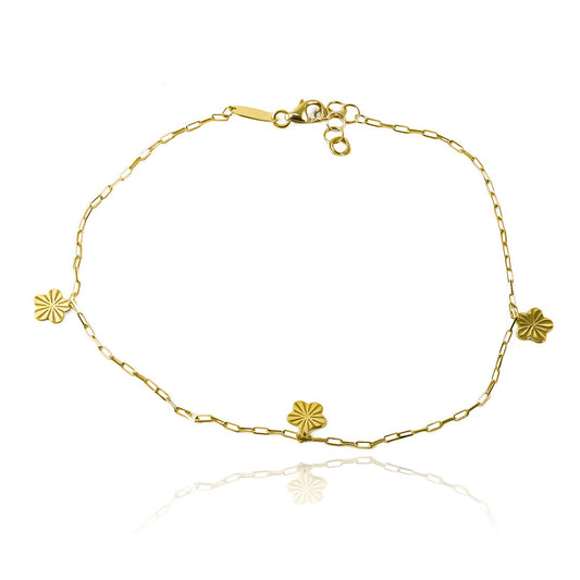 Siente la elegancia y exclusividad con nuestra hermosa Tobillera Clip Flores. Hecha con oro 18K y garantizada de por vida por Joyería Caracas. Una joya que representa la belleza y durabilidad en un solo producto. ¡Añade un toque de sofisticación a tu outfit con esta tobillera única!